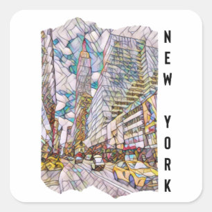 Sticker Carré Art Mosaïque esthétique de New York