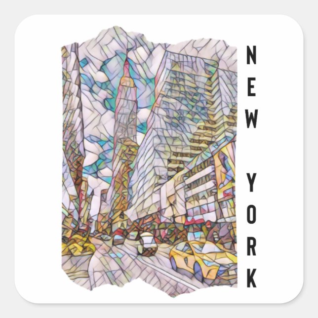Sticker Carré Art Mosaïque esthétique de New York (Devant)