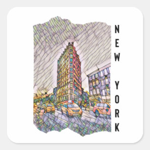 Sticker Carré Art Mosaïque esthétique de New York