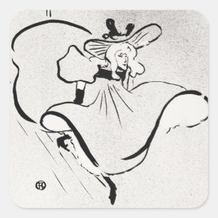 Sticker Carré Art noir et blanc Jane Avril par Toulouse Lautrec