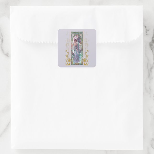 Sticker Carré Art Nouveau Alphonse Mucha Soirée Contemplation (Sac)