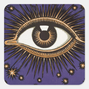 Sticker Carré Art nouveau Magic Eye & Stars Illustration Vintage