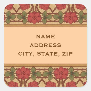 Sticker Carré Art Nouveau Rose