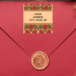 Sticker Carré Art Nouveau Rose