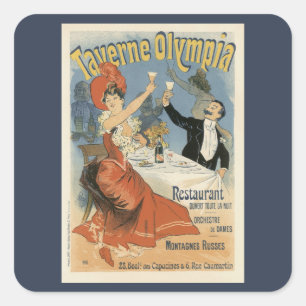 Sticker Carré Art Nouveau vintage, Taverne Olympia Restaurant