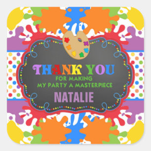 Sticker Carré Art Painting Anniversaire Fête Favoriser l'étiqu