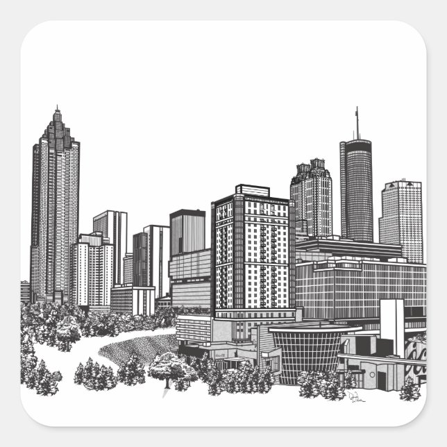Sticker Carré Art Skyline Atlanta Georgia (Devant)