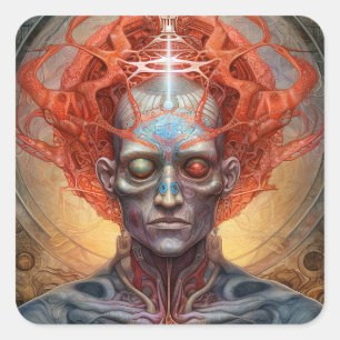 Sticker Carré Art Visionnaire Surreal Man