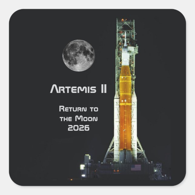 Sticker Carré Artemis II Moon Mission (Devant)
