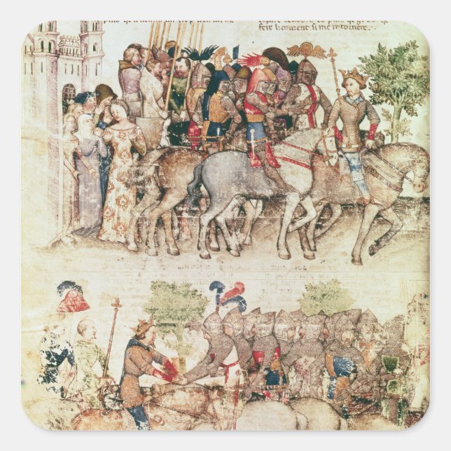 Sticker Carré Arthur et ses chevaliers s'embarquent sur (Devant)