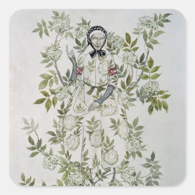 Sticker Carré Arthur Rackham | Au milieu d'un arbre assis un gen (Devant)