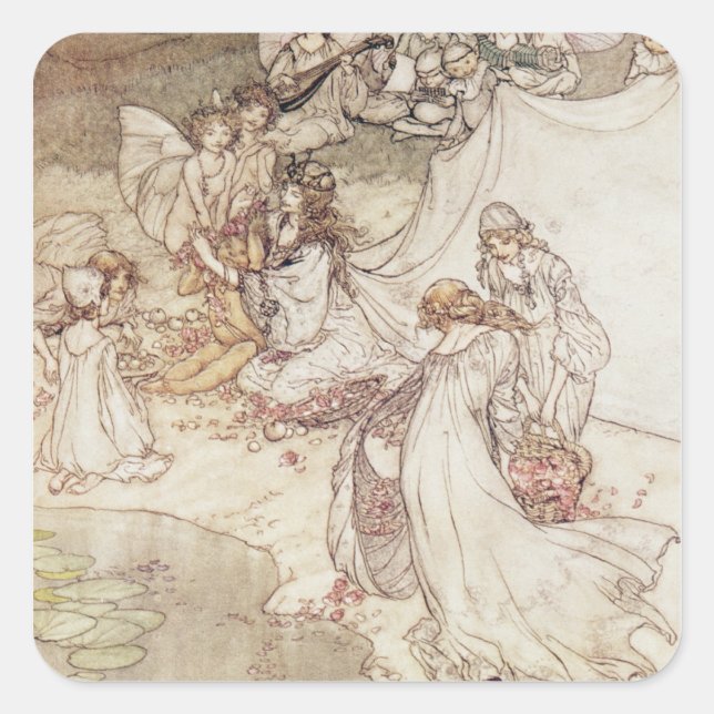 Sticker Carré Arthur Rackham | Illustration pour un conte de fée (Devant)