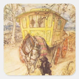Sticker Carré Arthur Rackham - Le Vent Dans Les Saules