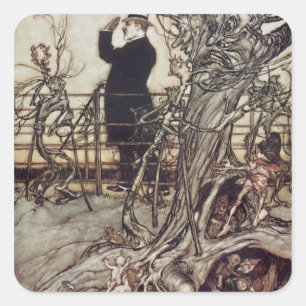 Sticker Carré Arthur Rackham   les jardins de Kensington sont