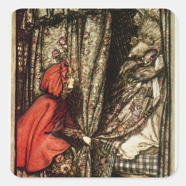 Sticker Carré Arthur Rackham | Petit chaperon rouge (Devant)