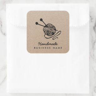 Sticker Carré Artisanat artisanal tricot moderne papier kraft ru