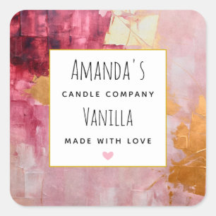 Sticker Carré Artistic Gold et rose Abstrait bougie Business
