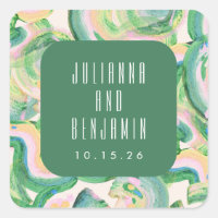 Artsy Abstrait Mariage d'aquarelle verte moderne