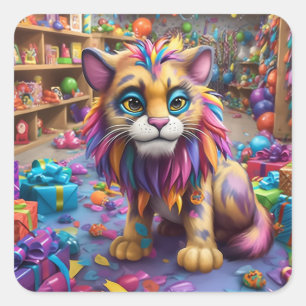 Sticker Carré Artsy Cat