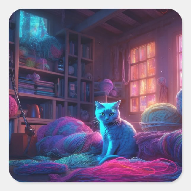 Sticker Carré Artsy Cat (Devant)