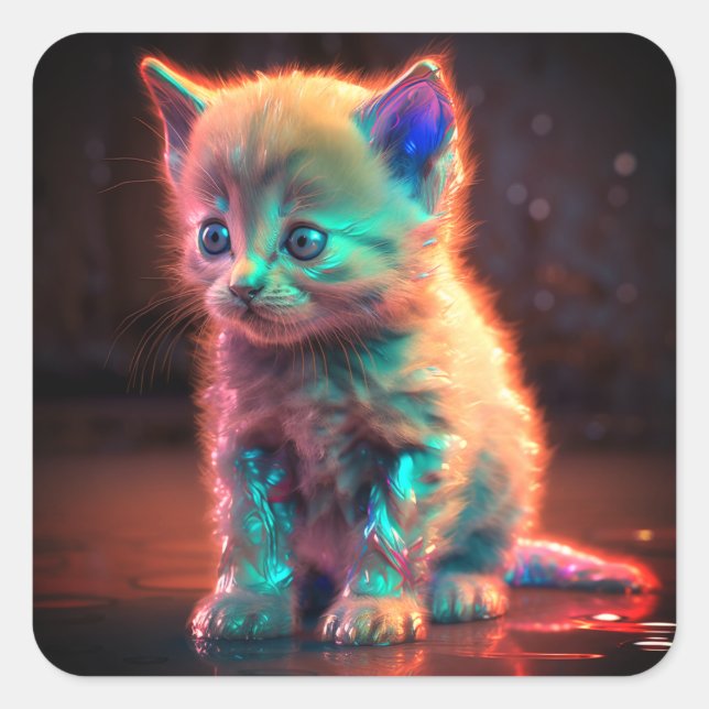 Sticker Carré Artsy Kitten (Devant)