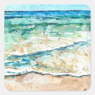 Sticker Carré Artwork littoral Abstrait Beach