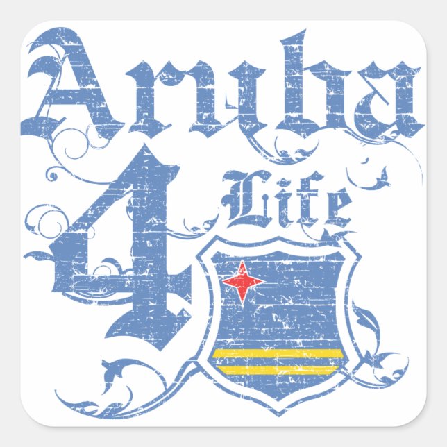 Sticker Carré Aruba à vie (Devant)
