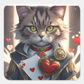 Sticker Carré As des Coeurs Chat