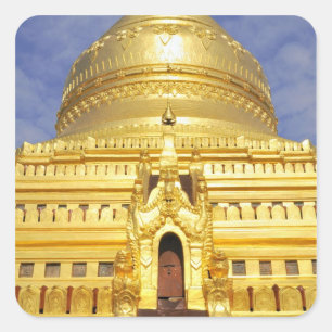 Sticker Carré Asie, Myanmar (Birmanie), Bagan (Pagan). Le Shwe