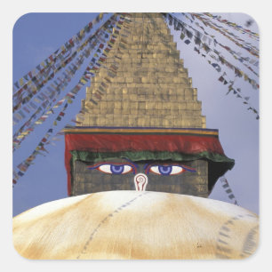 Sticker Carré Asie, Népal, Katmandou. Bouddhanath Stupa.2