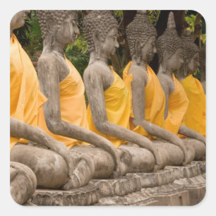 Sticker Carré Asie, Thaïlande, Siam, Bouddhas à Ayutthaya
