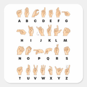 Sticker Carré ASL Enseignant de l'alphabet main