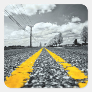 Sticker Carré Asphalt Jaune Road Photographie créative