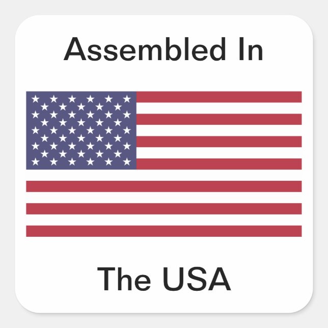 Sticker Carré Assemblé Aux États-Unis (Devant)