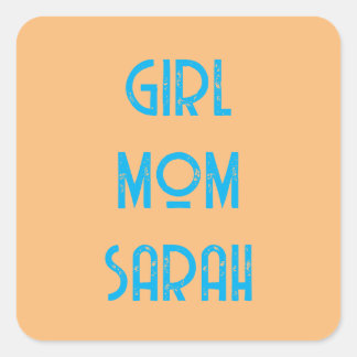 Sticker Carré assiette en papier rose pour BABY SHOWER personnal