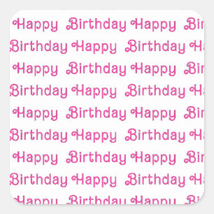 Sticker Carré Assiettes de fête d'anniversaire rose joyeux