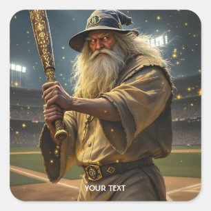 Sticker Carré Assistant Bat de baseball mignon Imaginaire