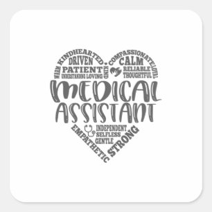Sticker Carré Assistant Médicale, MA, médecine