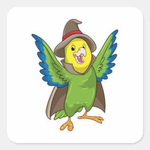 Sticker Carré Assistant Parrot en tant qu'assistant avec Casquet