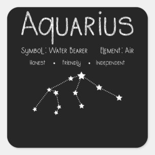 Sticker Carré Astrologie de l'Horoscope d'Aquarius Signal étoil