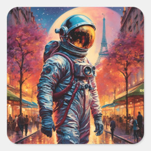 Sticker Carré astronaute à Paris