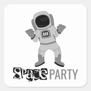 Sticker Carré Astronaute de la Space Party, Anniversaire