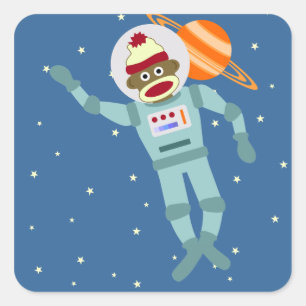 Sticker Carré Astronaute de singe de chaussette