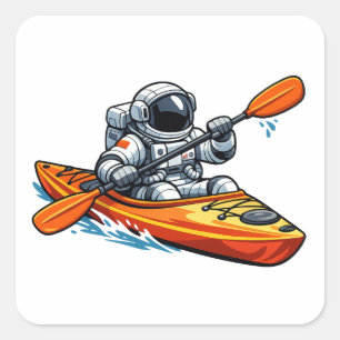 Sticker Carré . Astronaute en kayak