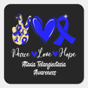 Sticker Carré Ataxia Telangiectasia Sensibilisation Paix Aimer H