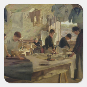 Sticker Carré Atelier de repassage à Trouville, 1888