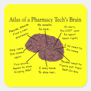 Sticker Carré Atlas du cerveau d'une technologie de pharmacie