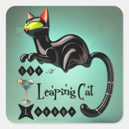 Sticker Carré Atomique Futuriste Le Leaping Cat Lounge