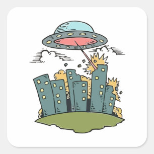 Sticker Carré Attaque Alien