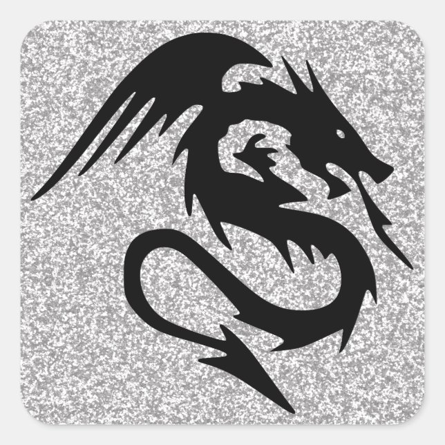Sticker Carré Attaquer le dragon sur l'argent (Devant)